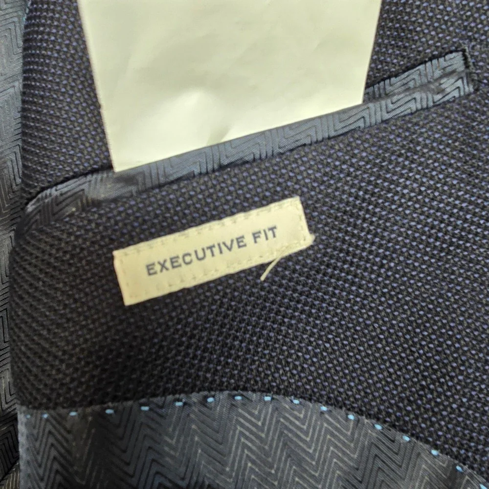 Joseph Abboud Sport Coat Mens 52L 52 Navy Blue Birdseye Blazer Exec‎ Fit Wool